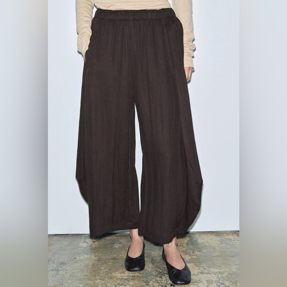 ZARA TEXTURED WIDE LEG PANTS ZW COLLECTION - Picture 3 of 8